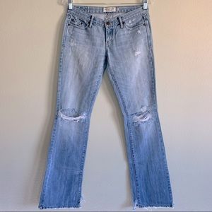 RARE Abercrombie & Fitch Emma Boot Cut Distressed Light Wash Denim Jeans - Sz 0R